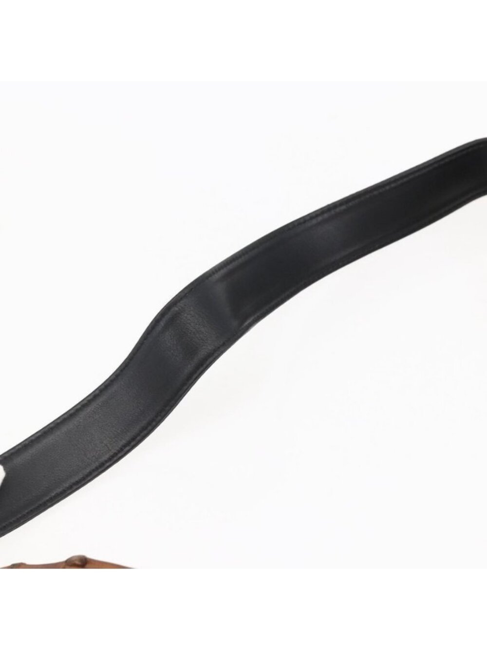 Authentic GUCCI Bamboo Shoulder Bag Leather 2way Black Gold 001 1705 1638 - Picture 7 of 16